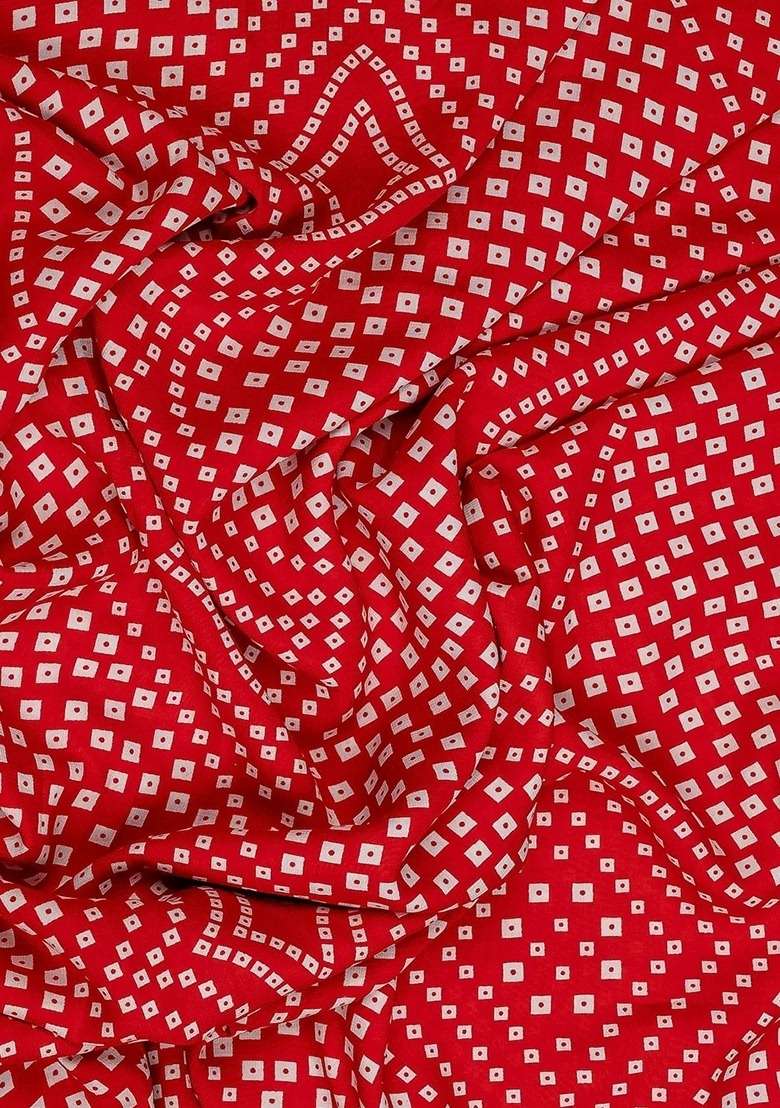 Girls Red Bandhani Print Crepe Kurta Set - Indya