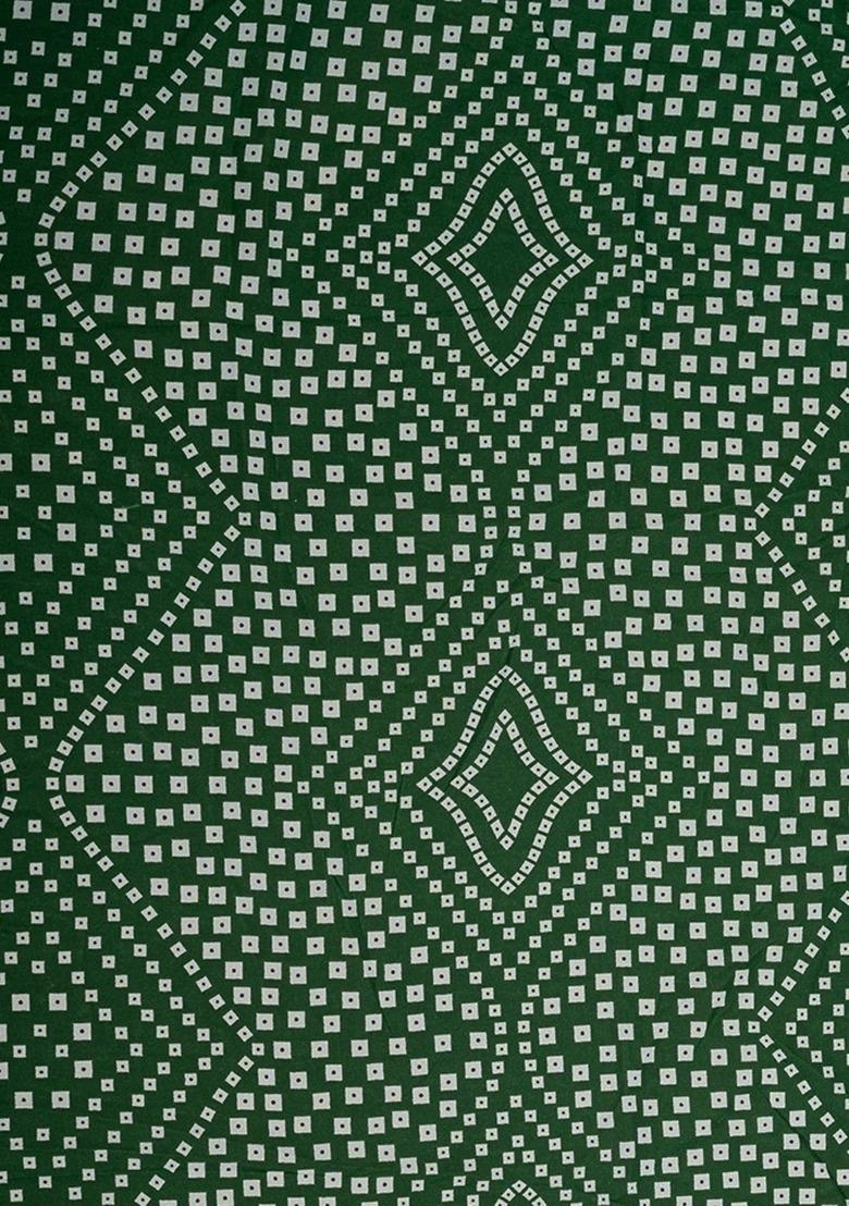 Girls Green Bandhani Print Crepe Kurta Set - Indya