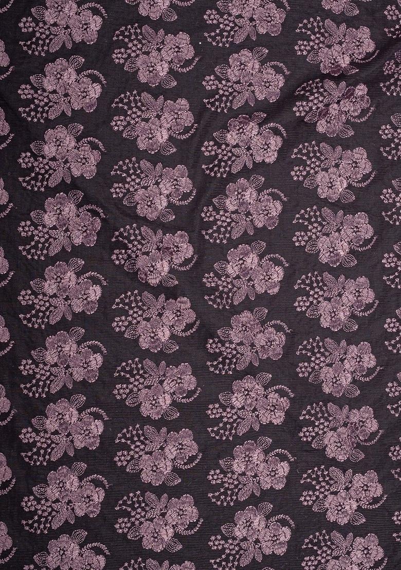 Girls Purple Embroidered Net Fusion Set - Indya