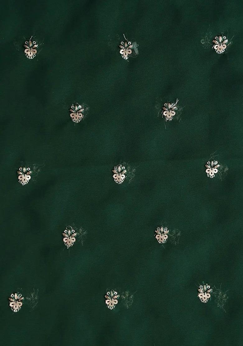 Girls Green Embroidered Silk Kurta Set - Indya