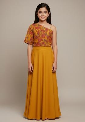 Girls Wine Embroidered Georgette Sharara Set