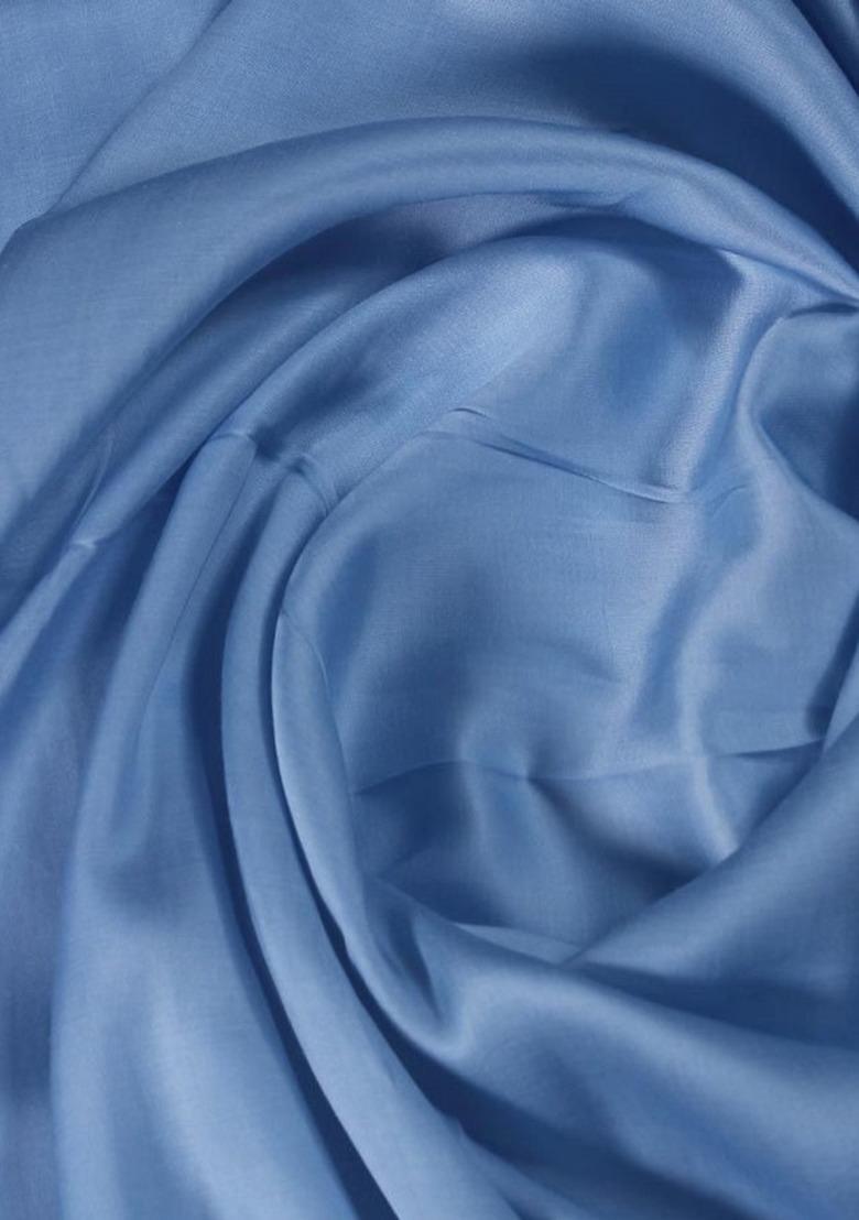 Girls Blue Solid Cotton Fusion Set - Indya