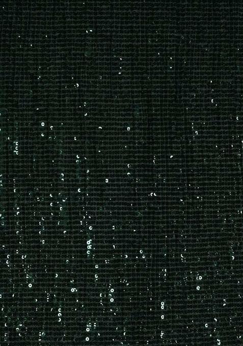 Girls Bottle Green Sequin Net Lehenga Set