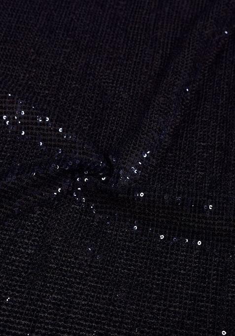 Girls Black Sequin Net Lehenga Set