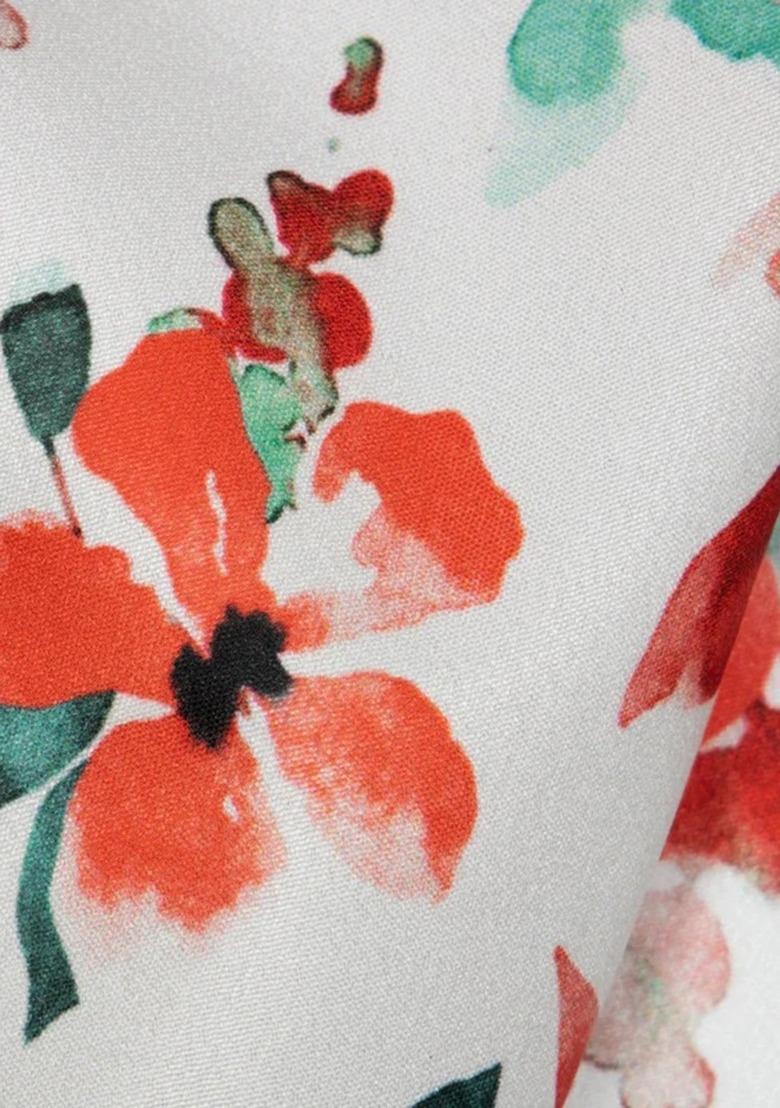 Girls White Floral Print Crepe Lehenga Set - Indya