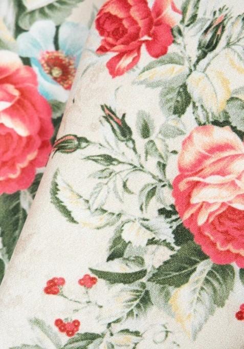 Girls Light Beige Floral Print Crepe Lehenga Set