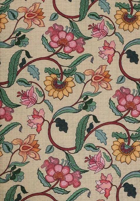 Girls Beige Floral Print Lehenga Set