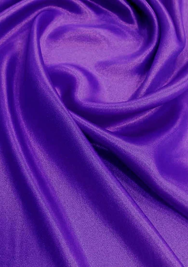 Girls Purple Foil Print Satin Fusion Set - Indya