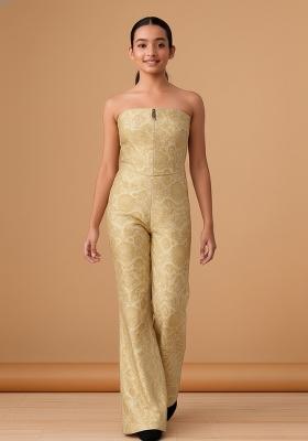 Girls Cream Brocade Co-Ord Set