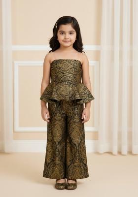 Girls Black Brocade Co-Ord Set