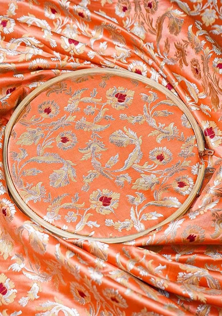 Girls Peach Brocade Co-Ord Set - Indya
