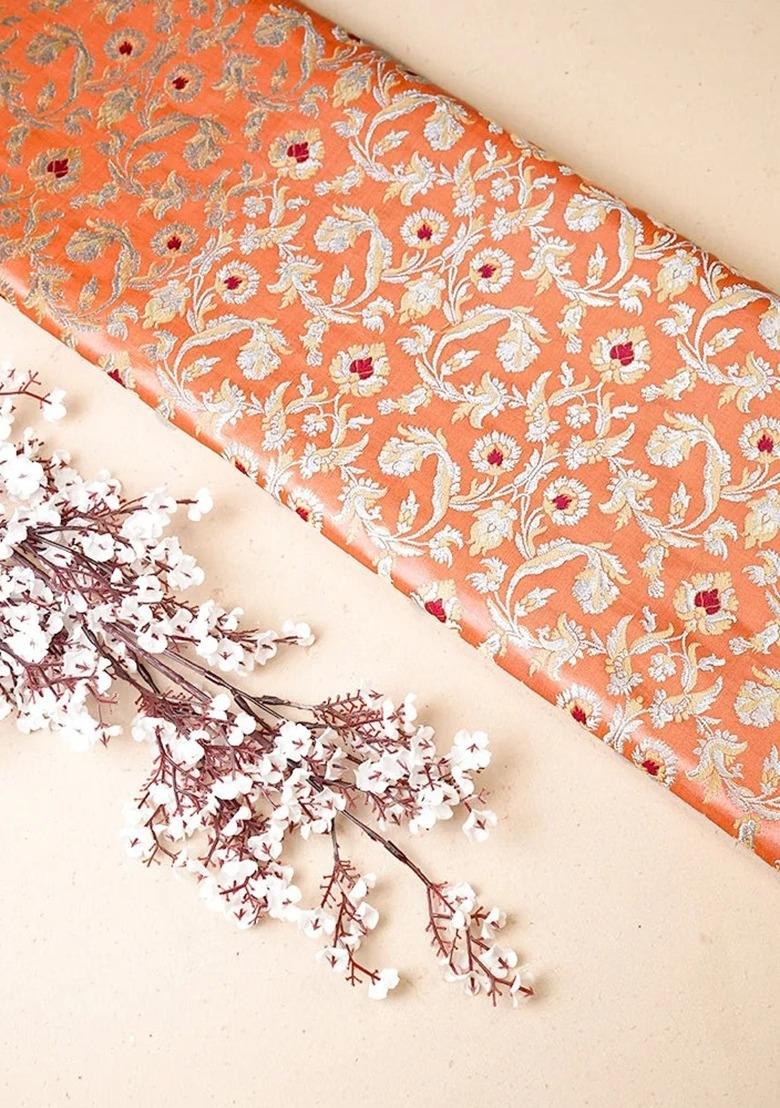 Girls Peach Brocade Co-Ord Set - Indya