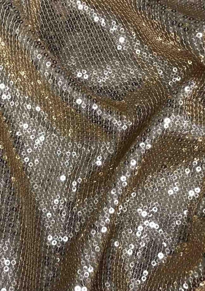 Girls Rose Gold Embellished Georgette Pre Draped Saree Set - Indya