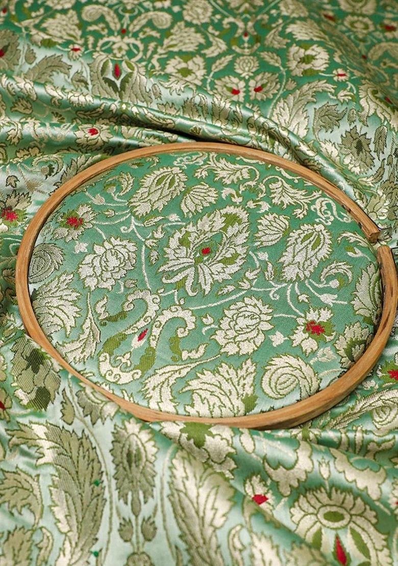 Girls Green Brocade Dress