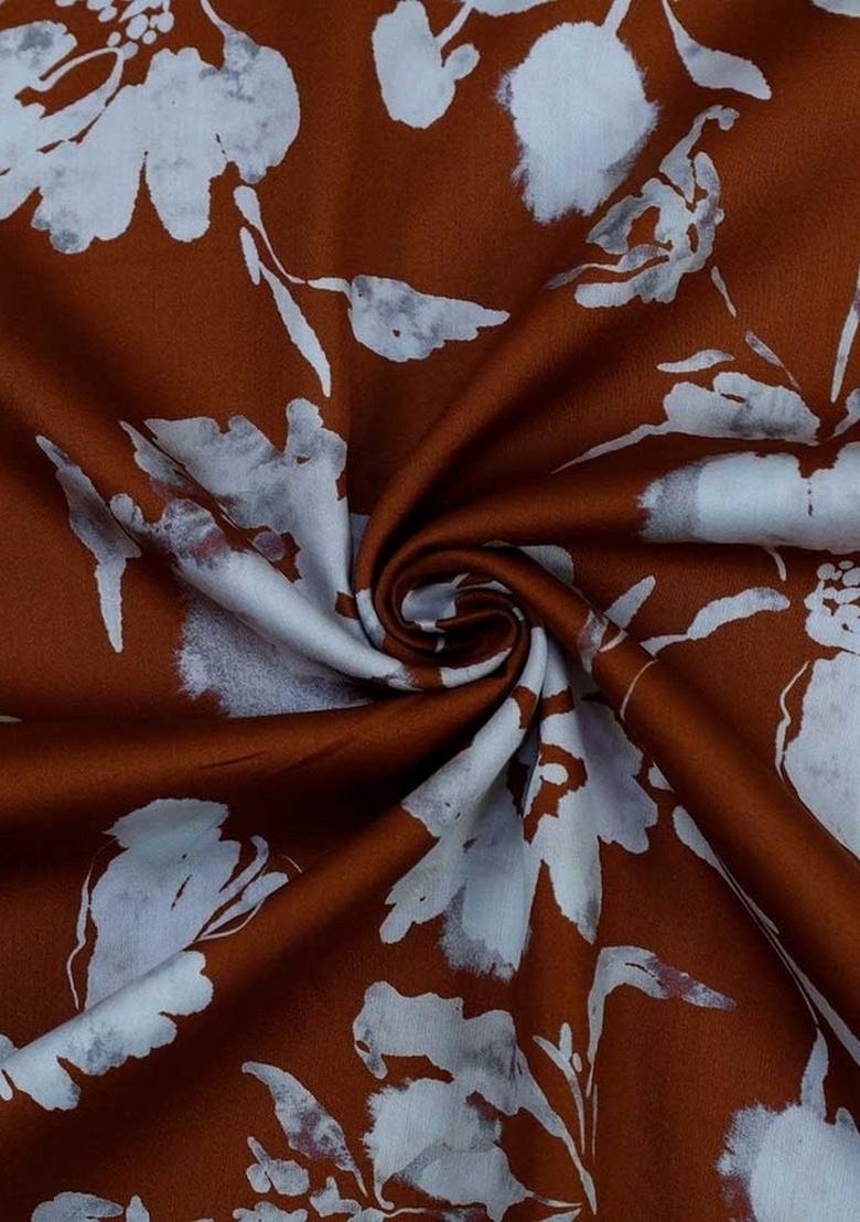 Girls Brown Floral Print Cotton Dress