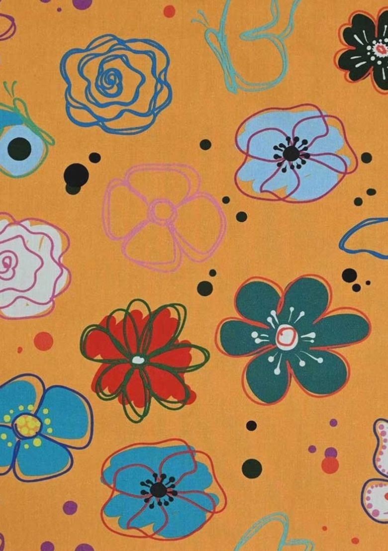 Girls Yellow Floral Print Poplin Jumpsuit - Indya