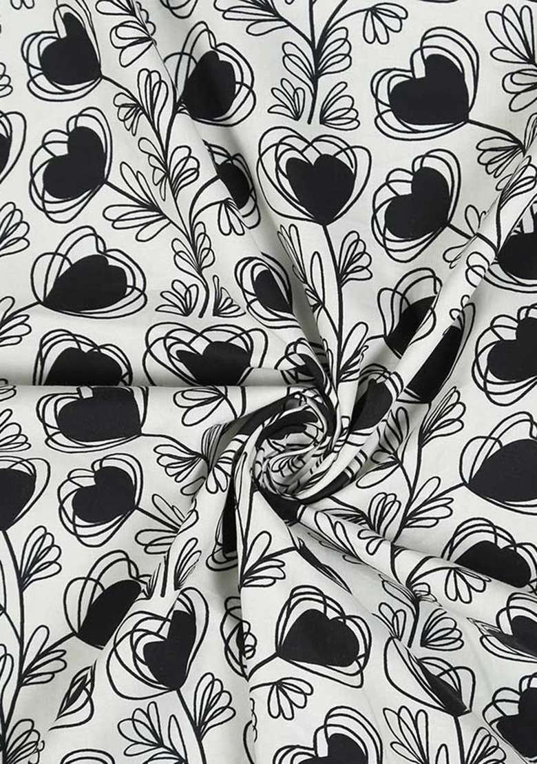 Girls Black And White Floral Print Poplin Jumpsuit - Indya