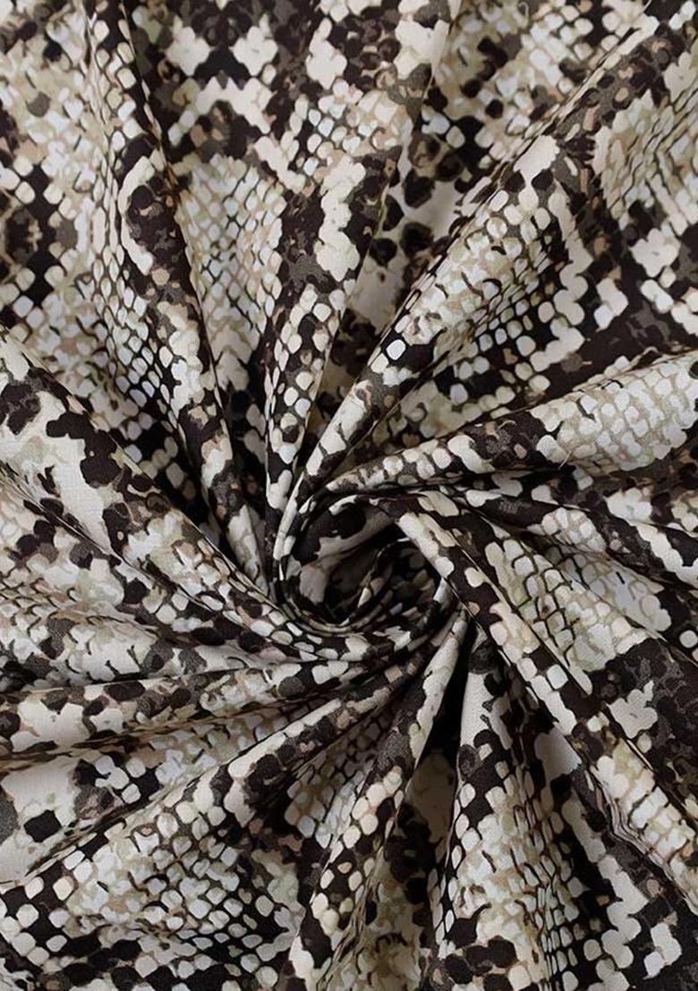 Girls Beige Abstract Print Poplin Dress