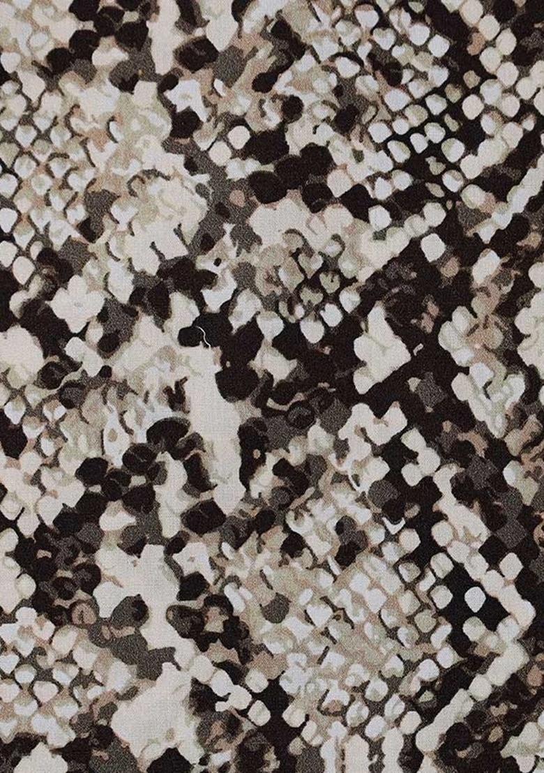 Girls Beige Abstract Print Poplin Dress - Indya