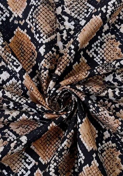 Girls Black Abstract Print Poplin Dress