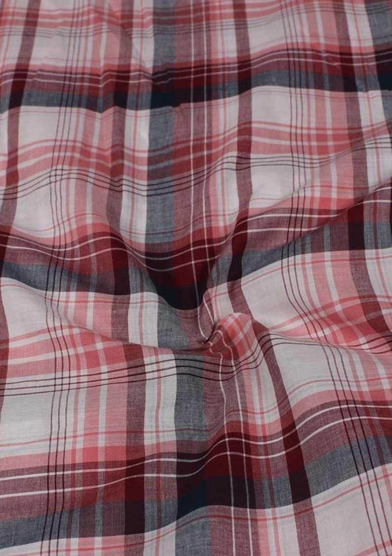 Girls Red Checked Cotton Dress - Indya