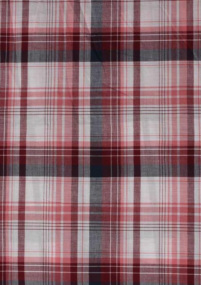 Girls Red Checked Cotton Dress - Indya