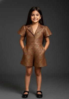 Girls Purple Brocade Dress