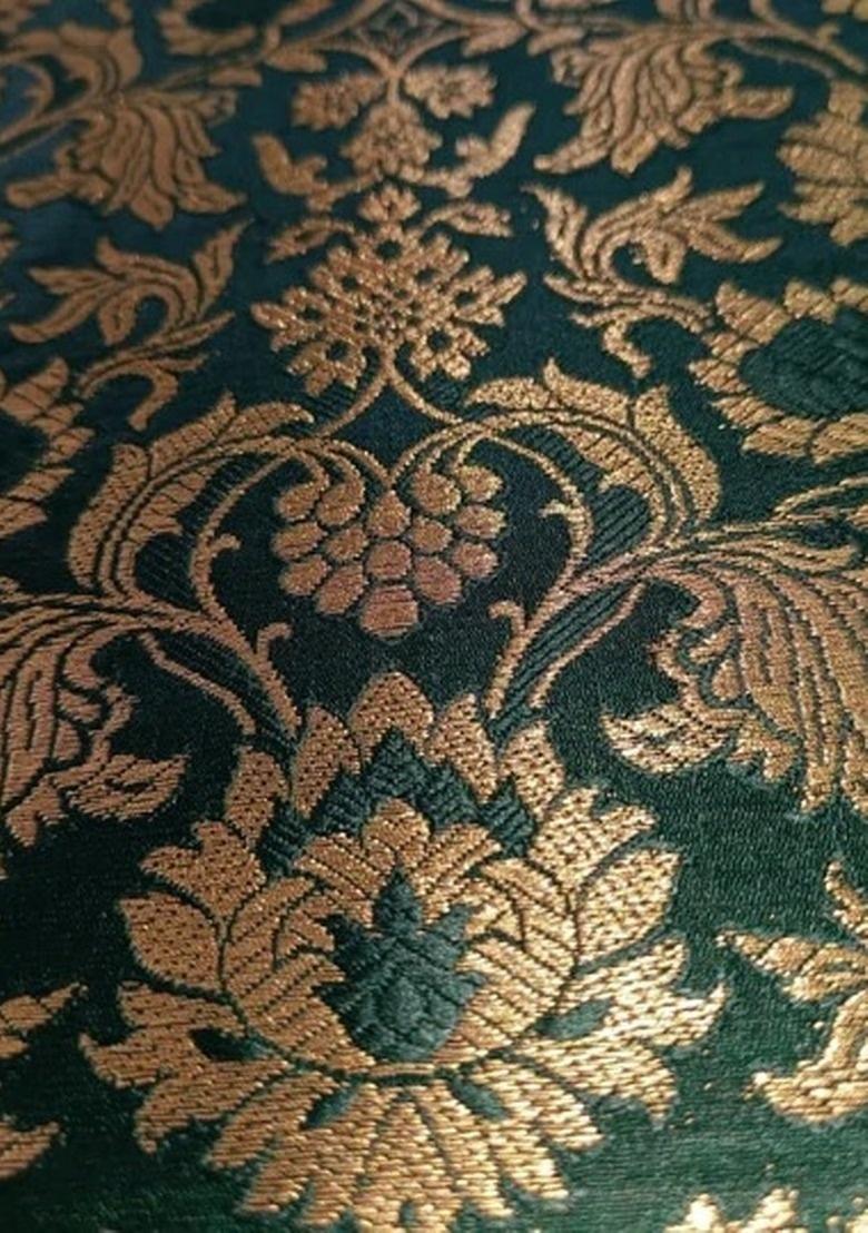 Girls Green Brocade Dress - Indya