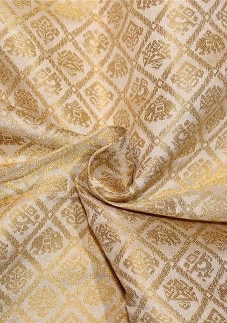 Girls Metalic Gold Brocade Dress - Indya