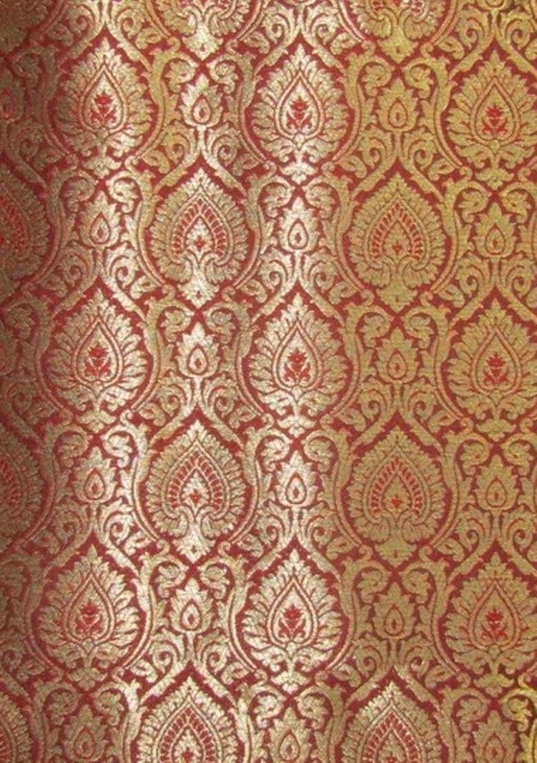 Girls Maroon Brocade Dress - Indya