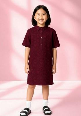Girls Red Brocade Dress
