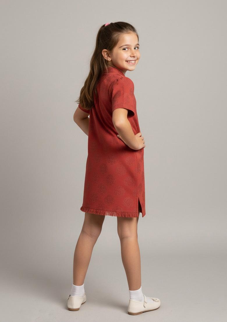Girls Green Brocade Dress