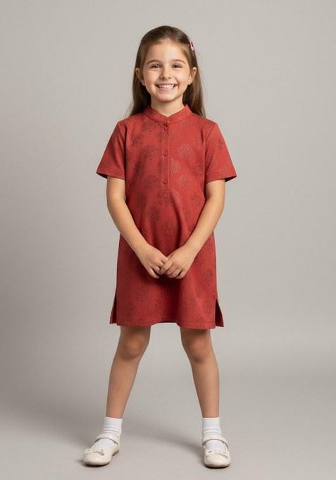 Girls Green Brocade Dress