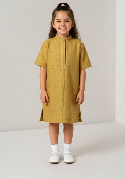Girls Golden Brocade Dress