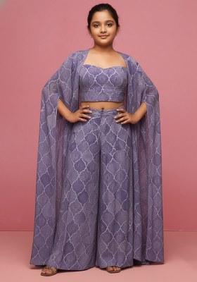 Girls Multicolor Abstract Print Chiffon Fusion Set