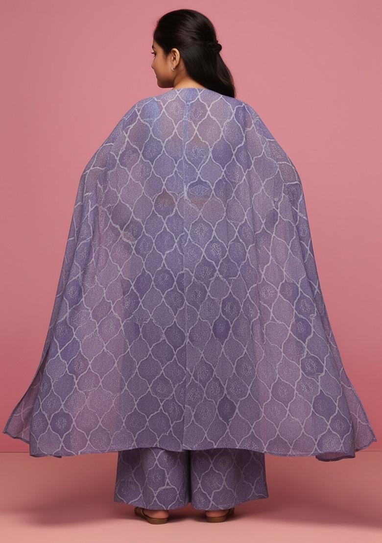 Girls Multicolor Abstract Print Chiffon Fusion Set - Indya