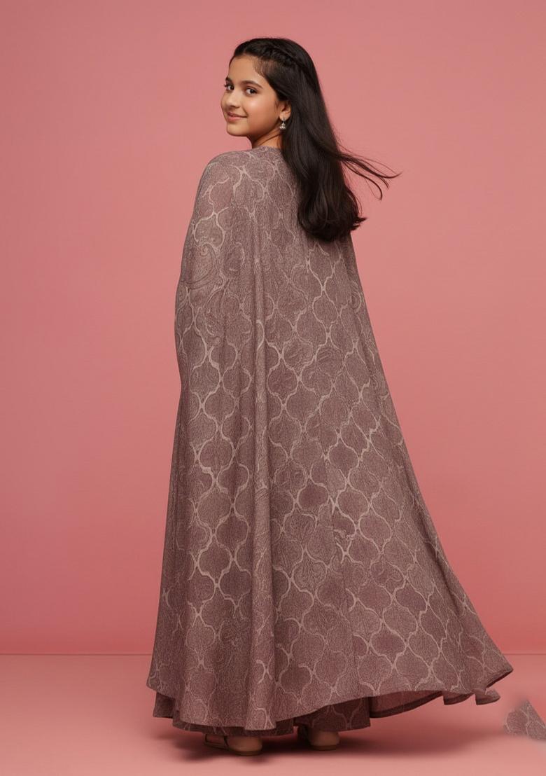 Girls Multicolor Abstract Print Chiffon Fusion Set - Indya