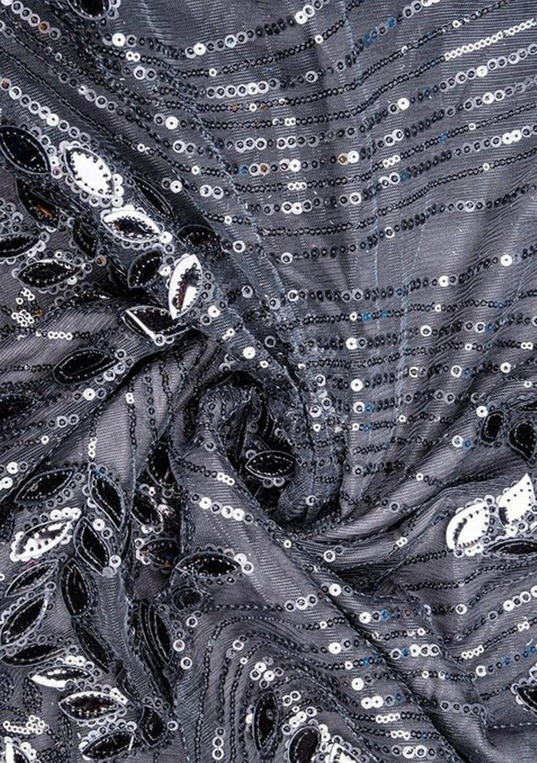 Girls Grey Embroidered Georgette Fusion Set - Indya