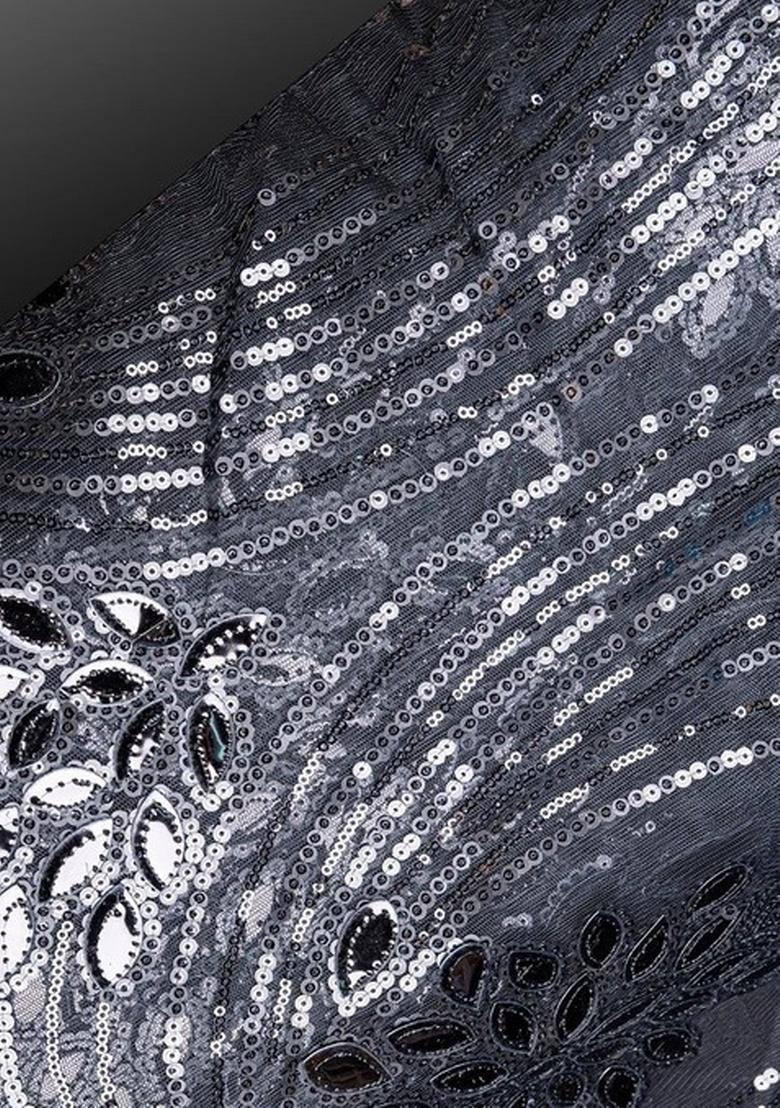 Girls Grey Embroidered Georgette Fusion Set - Indya