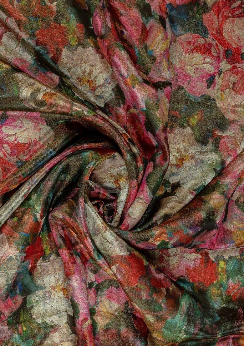 Girls Green Floral Print Tissue Fusion Set