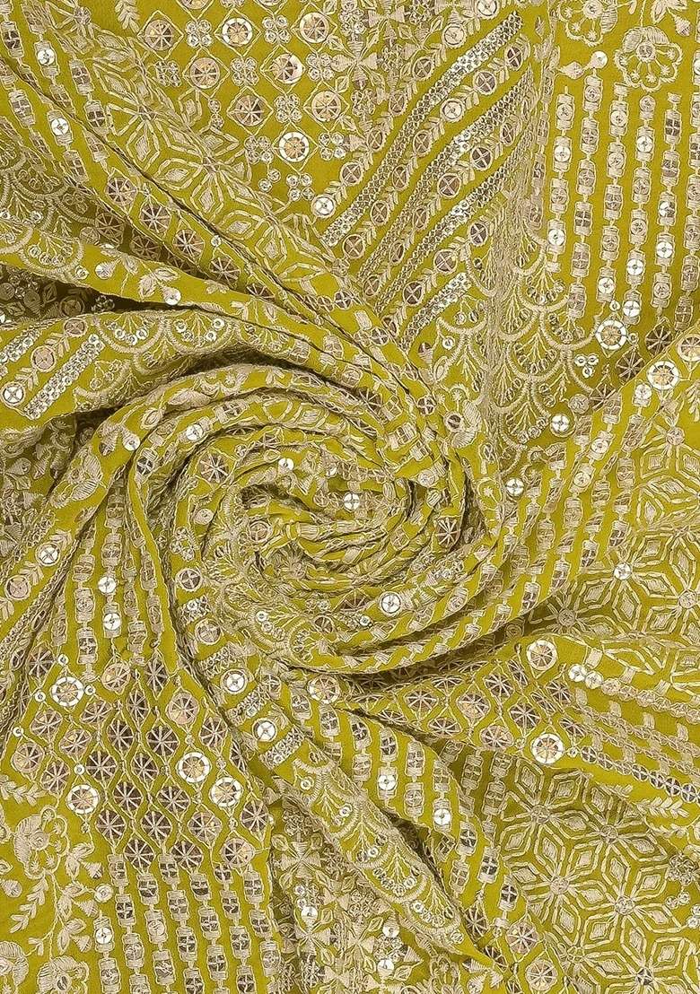 Girls Yellow Embellished Net Fusion Set - Indya