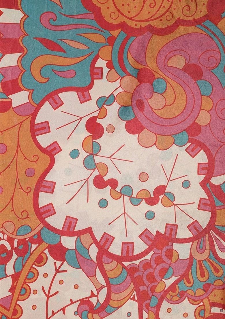 Girls Multicolor Floral Print Crepe Fusion Set - Indya