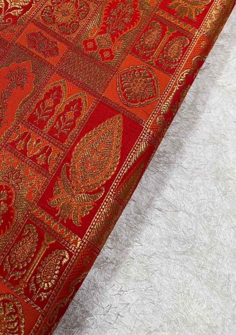 Girls Red Brocade Sharara Set