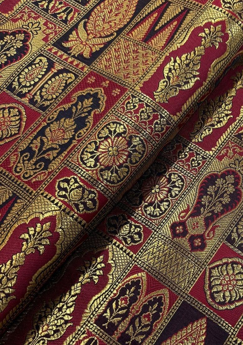 Girls Maroon Brocade Sharara Set - Indya