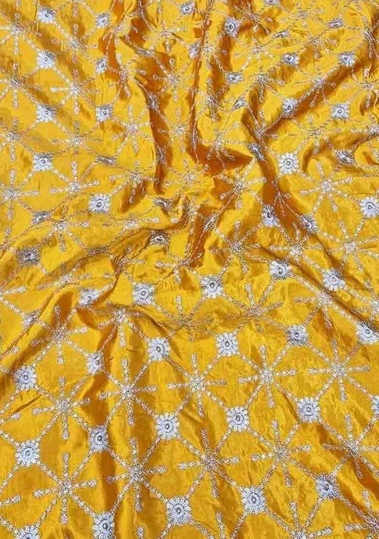 Girls Yellow Embroidered Silk Fusion Set - Indya