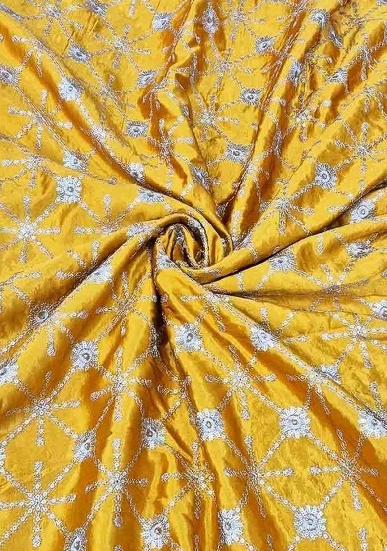 Girls Yellow Embroidered Silk Fusion Set - Indya