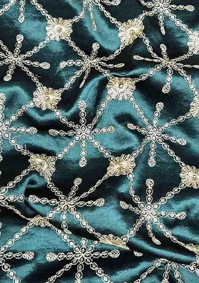 Girls Green Embroidered Silk Fusion Set - Indya