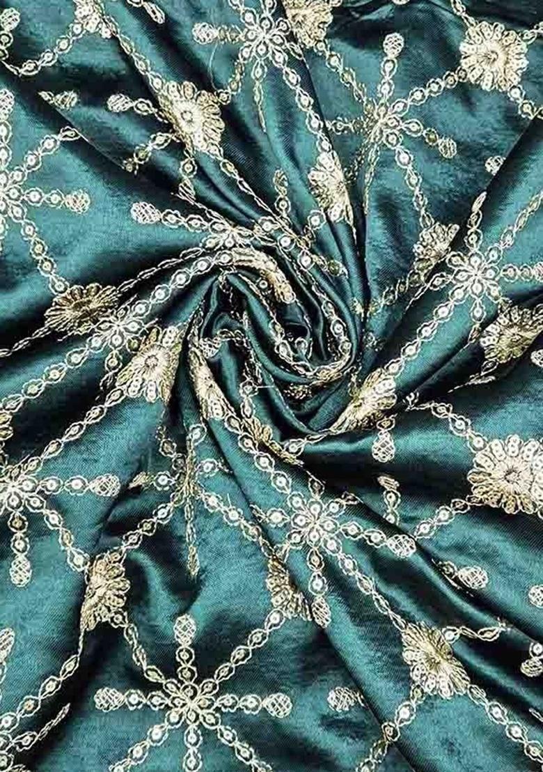 Girls Green Embroidered Silk Fusion Set - Indya