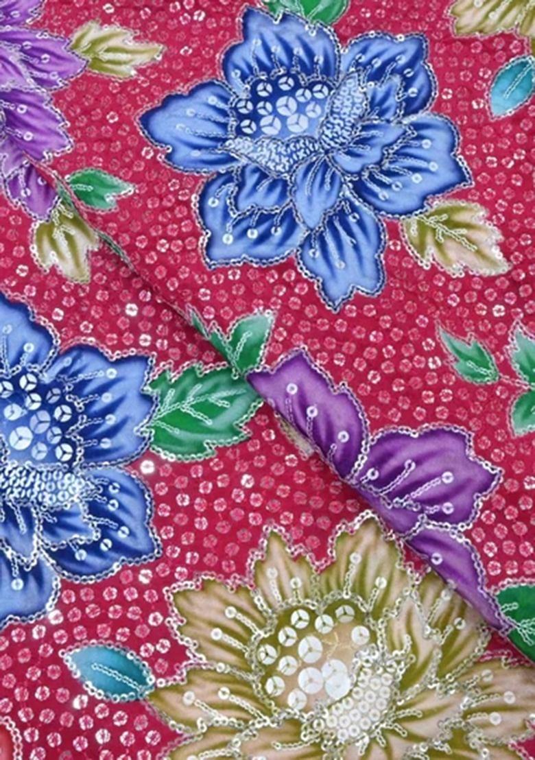 Girls Pink Embroidered Crepe Kurta Set - Indya