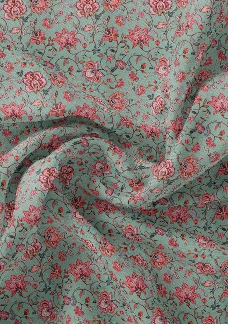 Girls Mint Green Floral Print Jumpsuit